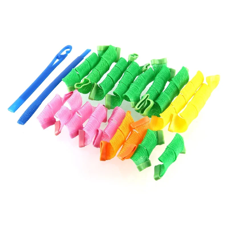 18Pcs Plastic Magic Hair Curler Rollers+2pcs Pear Head Hooks Kit for Wet Dry Hair DIY Wave Curler Hair Styling hair beauty Tools