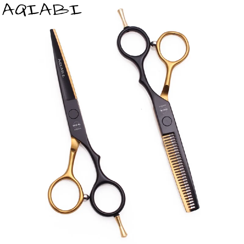 5.5" AQIABI Hairdressing Scissors Hair Professional Thinning Shears Set Hair Cutting Scissors Barber Scissors 440C Japan A1029