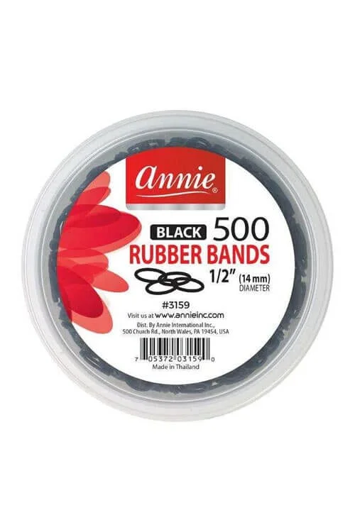 Annie #3159 Black 1/2" Rubber Bands 500 ct