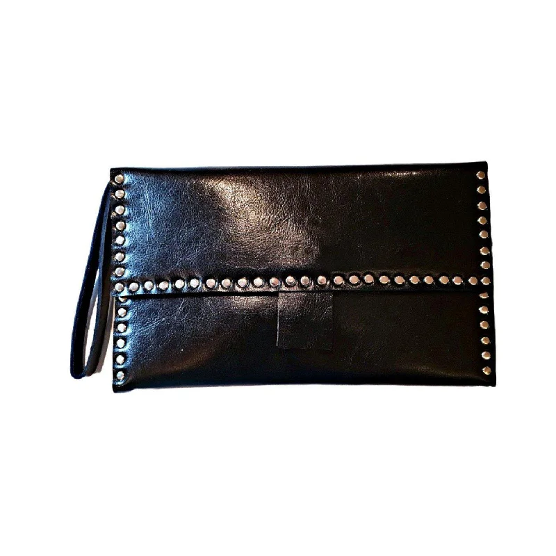 Black Leather Studded Scissor Wallet: Protects 5 Shears